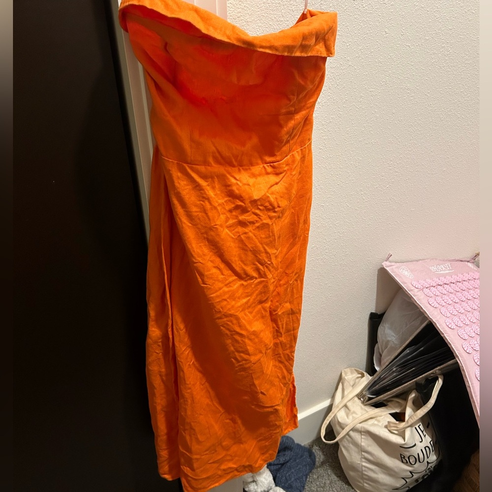 Reformation Orange Marcella Linen Dress